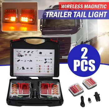2pcs безжичен магнитен LED камион опашка светлина ремарке задна светлина сигнал предупреждение спирачна светлина за каравани кемпери камион RV