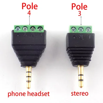 3.5mm жак слушалки щепсел 3 полюс / 4-полюсен стерео конектор без спойка аудио глава към терминал DIY щепсел
