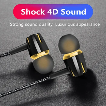 3.5mm кабелни слушалки универсални слушалки за поставяне в ушите субуфер стерео слушалки с микрофон шумопотискащи слушалки спортни слушалки