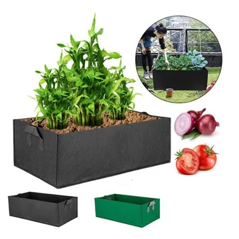 3 размери Квадратно растение зеленчук Grow Bag саксии плат Градински цветя градинарство инструменти за отглеждане зеленчуци Засаждане на торби зеленчуци Саксия Дишаща