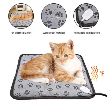 3-степенна регулируема подгряваща подложка за куче котка защита от изключване на захранването домашен любимец електрически отопляем топъл мат легло водоустойчив ухапване устойчив проводник