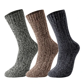 3 чифта мъжки чорапи мериносова вълна дебел топъл сняг зимен чорап висококачествен небрежен за мъжки мек плътен цвят дамски дълги чорапи