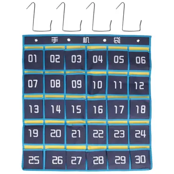 30 номерирани джобове диаграма мобилен телефон висящи организатор висящи чанта за съхранение за класната стая калкулатор притежатели на мобилни телефони