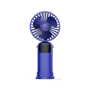 3000Mah Летен ръчен вентилатор Преносим сгъваем вентилатор USB зареждане на вентилатор с висока вятърна енергия с LED екран за студентско синьо