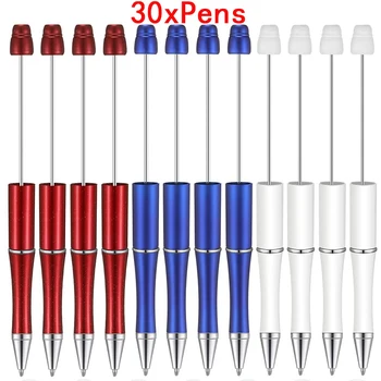 30Pcs Beadable DIY писалки пластмасови пера химикалки мъниста химикалка вземане подарък за студенти офис училище празник парти