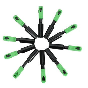 30Pcs Ftth вграден бърз конектор SC / APC зелен пластмасов оптичен конектор