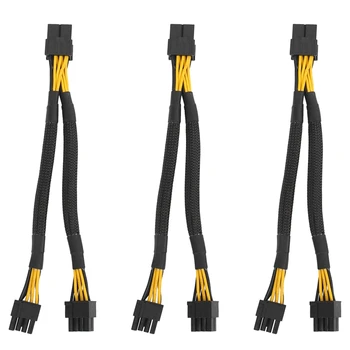 3PCS GPU Pcie 8 пинов женски към двоен 2X 8 пинов (6+2) мъжки PCI експресен захранващ адаптер плетен Y-сплитер удължителен кабел