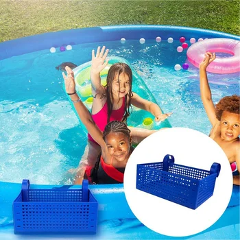  3Pcs кош за съхранение край басейна с куки за държачи за чаши, разтеглива кошница за играчки за басейн за повечето рамкови басейни Аксесоари за басейни