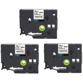  3Pcs съвместима лента за етикети Замяна на TZ 18Mm 0.7 ламиниран бял Tze-241 TZ-241 за Brother P-Press Label Maker