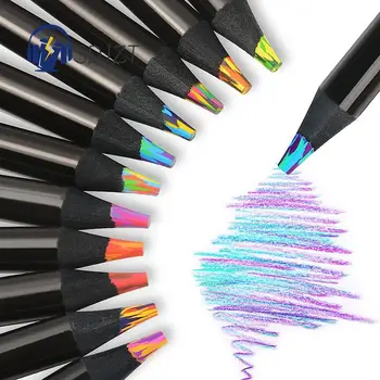 3Pcs черна дъга молив седемцветен ядро писалка канцеларски графити рисуване инструмент за рисуване офис училищни пособия
