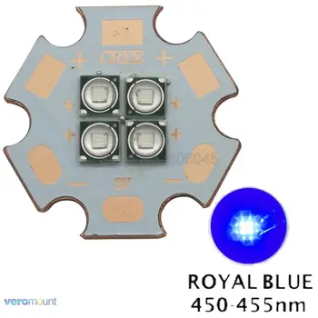 3V / 6V / 12V Epileds 3535 4Chips 4-18W висока електроцентрала расте LED излъчвател Royal Blue 450nm с 20mm медна платка