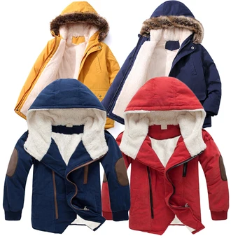 4-12 година момчета плюс руно топли якета момичета момчета палто памук дебела качулка палто деца издържат на тежки студени връхни дрехи зимата