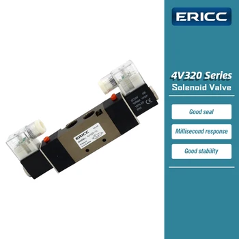 4V320-10 Серия 5 порт 2 позиция Електромагнитен клапан нормално затворен 4V320-10 AC220V DC12V DC24V AC110V с 4mm 6mm 8mm монтаж