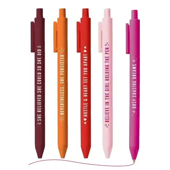 5/11pcs Мотивационни писалки Химикалка Черно мастило Насърчаване на писалки прибиращи се писалки цветни за подарък жени писане канцеларски материали