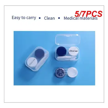 5/7PCS джобен преносим мини контактен калъф за лещи Лесно носене грим красота ученик кутия за съхранение огледало контейнер комплект за пътуване TSLM1