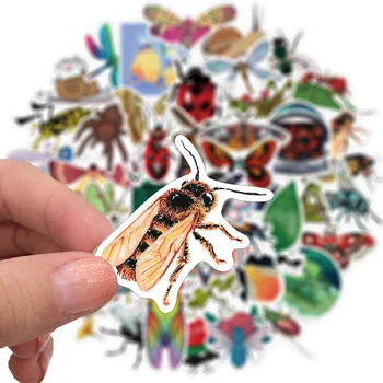 50PCS Природа насекоми стикери животински мравка калинка стикер за велосипед багаж лаптоп кола стикер образователни играчки стикери