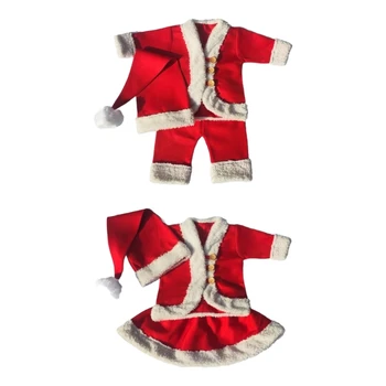 57EE Бебешка фотография Реквизит Коледен костюм Върхове Пола Санта шапка Детски фото костюм