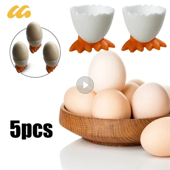 5PCS Държач за яйца Творчески сладък държач за чаша за яйца Пластмасов разделител за отварачка за яйца Варена стойка за контейнери за яйца Кухненски инструменти Притурки