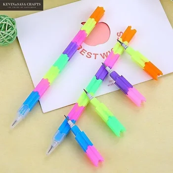 5Pcs/lot Creative Rainbow Stacker Swap моливи Градивен блок Не-заточване молив писане доставки за деца сладък канцеларски материали