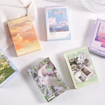 6 Дизайни Романтични пътеписи LOMO Card DIY INS Style Scenery Мини поздравителни картички Карта за съобщения Подаръчни канцеларски материали