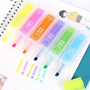 6PCS Маркери за хайлайтър Флуоресцентни цветове на макарони, висококачествен правоъгълен маркер Студентски канцеларски материали Офис училище Използване на изкуството