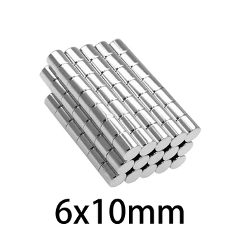 6x10mm магнит постоянен NdFeB N35 неодимов кръг хладилник магнити магнитни кръгли редкоземни 6 * 10 мм