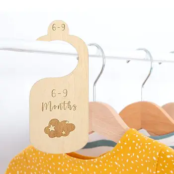 7 броя двустранен дървен килер разделител дърво детска стая дрехи организатори новородено бебе гардероб разделител етикет за 0-7 години