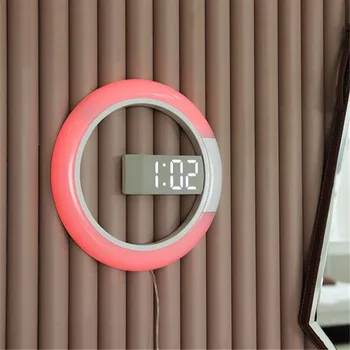 7 цвята 3D дистанционно управление LED стенен часовник цифров настолен часовник аларма огледало стена часовник нощна лампа за дома хол Dropship 2
