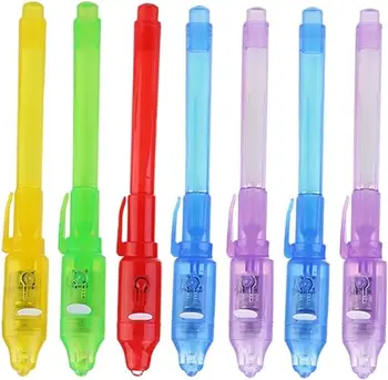 7PCS шпионска писалка с UV светлина изчезващи мастило писалки за деца, магически маркер за тайно съобщение Коледен подарък за момчета момичета