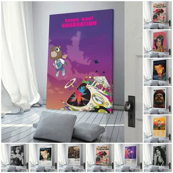 80s певец Кание Уест The Weeknd Lana Del Rey плакат естетическа музика албум обложка декорация стая стена колекция платно живопис
