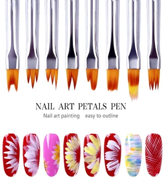 8Pcs цвят боя писалка комплект розово венчелистче писалка нокти четка къси нокти