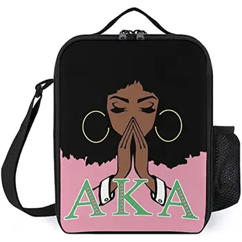 A-K-A Girl Lunch Box Преносима изолирана чанта за обяд с регулируема презрамка и страничен джоб Трайна чанта за обяд за многократна употреба