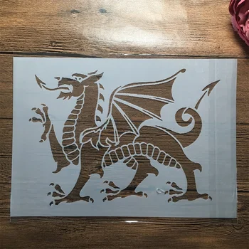 A4 29см Уелски дракон DIY наслояване шаблони стена живопис скрапбук оцветяване щамповане албум декоративен шаблон