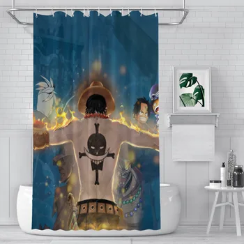 ACE Cool душ завеси едно парче аниме водоустойчив плат творчески баня декор с куки Home Аксесоари