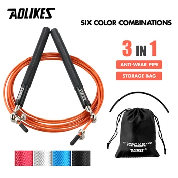 AOLIKES 1PCS Crossfit Speed Jump Rope Professional Skipping Rope For MMA Boxing Fitness Skip Тренировка за тренировка с чанта за носене