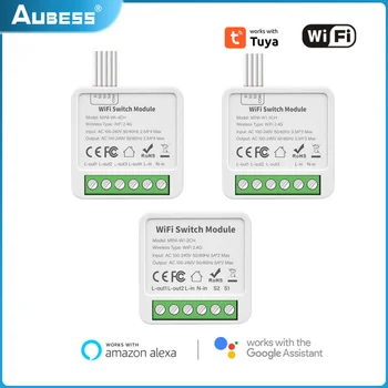 AUBESS 16A Mini Smart Switch 2/3/4 Gang 2-way Control For Smart Home Automation APP Control Alexa Google Home Yandex Alice