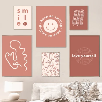 Abstract Positive Quote Posters Print Motivational Typography Graphic Canvas Painting Warm Terracotta Peach Earthy Wall Pictures