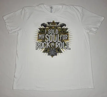 Aftershock Festival Shirt Adult XL White 2014 Продадох душата си за рокендрол мъже дълги ръкави