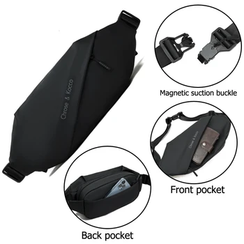 Aliencross талия чанта леко тегло Crossbody чанта многофункционални прашка чанта мъжки пакет твърди черна мода унисекс рамо чанта