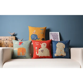 American Cartoon Animal Outdoor Cushion Elephant Pillow Cover Декоративна декорация за дома Калъфка за възглавници Office Sofa