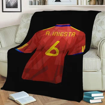 Andres Iniesta Испания 2010 3D печат плюшено одеяло хвърлят на диван дома декор мека топлина миещи дрямка одеяло дропшипинг