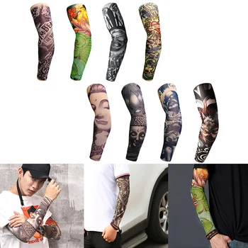 Arm Warmer Унисекс бързо суха UV защита на открито Временно Fake Running Arm ръкав кожата Proteive найлон татуировка ръкави чорапи