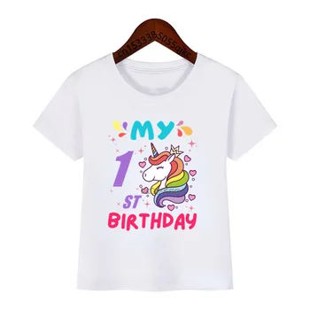 Baby Kids Unicorn My 3 5 6 7 Рожден ден номер печат тениска деца рожден ден тениски момче &момиче смешно тениска подарък