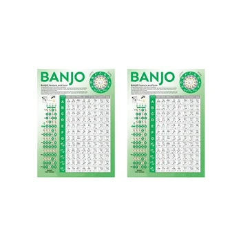 Banjo акорд диаграми за начинаещи Cheat Sheet, Banjo практика акорд диаграми, Banjo Learning Aid (2 парчета)