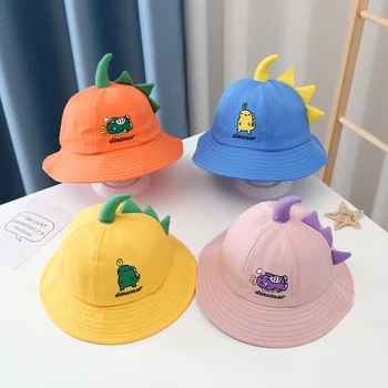 BeQeuewll Бебе момчета момичета деца кофа шапка сладък бродерия динозавър/писма печат широка периферия слънцезащита капачка за момичета момчета