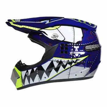 Blue Shark Full Face Biker Helmet Износоустойчиви аксесоари за мотоциклети Дишащ мотокрос Kask Anti-Fall защита на главата S-XL