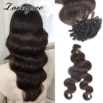 Body Wave U Tip Human Hair Extensions Natural Brown Keratin Capsule Hair Natural Fusion Real Remy Hair Extension For Women
