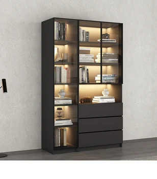 Bookcase стъклена врата, етаж до етаж шкаф за съхранение, домакински прахоустойчив дисплей кабинет