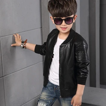 Boys Coats Autumn Winter Fashion Korean Children's Plus Velvet Warming Cotton PU кожено яке за 6-15Y Kids Hot New Arrived