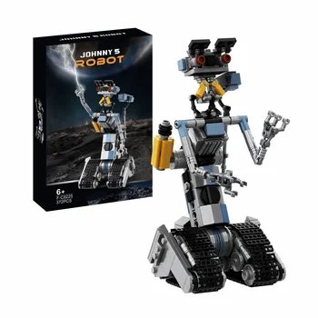 BuildMoc Военни за къса верига Johnnyed 5 робот строителни блокове комплект филм Разгледайте Astroed Mecha тухли играчки деца подарък